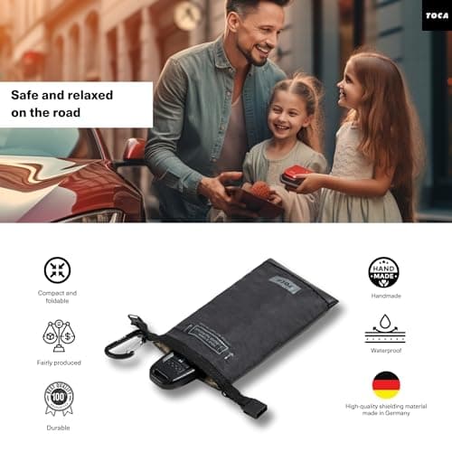 TOCA No Signal Sleeve - RFID Blocking Faraday Bag, Keyless Go & Smartphone/Laptop Protection, Data Privacy Shield, Water-resistant, Compact Black — view 3