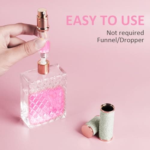 LOPHE Perfume Travel Bottle, 5ML Luxurious Perfume Atomiser Refillable, Shining Perfume Spray Bottle, Easy to Refill Perfume Atomiser for Women Men (Shining Silver) — view 3