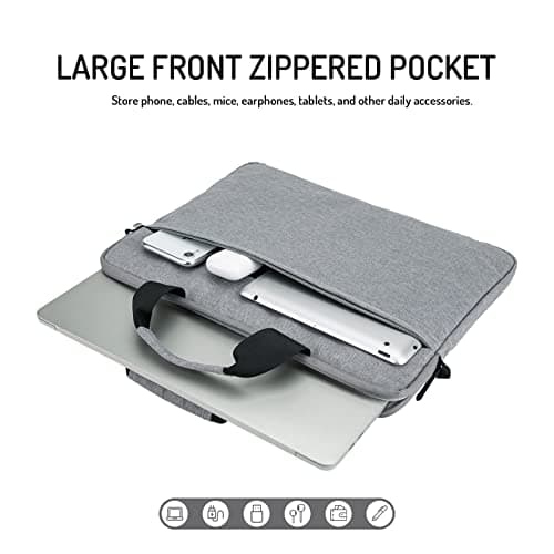 MicaYoung 14-15 Inch laptop Shoulder Messenger Bag Carrying Case Briefcase Slim Protective Computer Sleeve with Handle Strap Pocket for MacBook Acer ASUS HP Surface Dell Chromebook, Grey — view 2