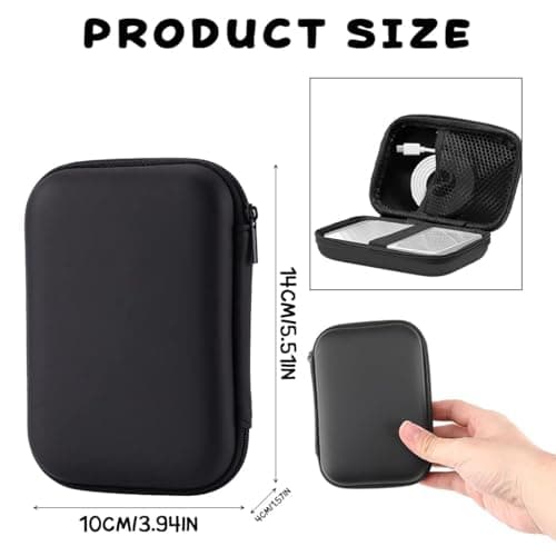 DreamAug Multi-Functional EVA Tech Storage Case—Shockproof Portable Case for Hard Drives/Power Banks/Cables, Essential Portable Travel Storage Bag for Charging Electronics (Pure Black) — view 2