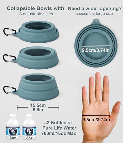 OHMO Non Spill Collapsible Dog Bowl, 700 ml, Light Blue — view 6