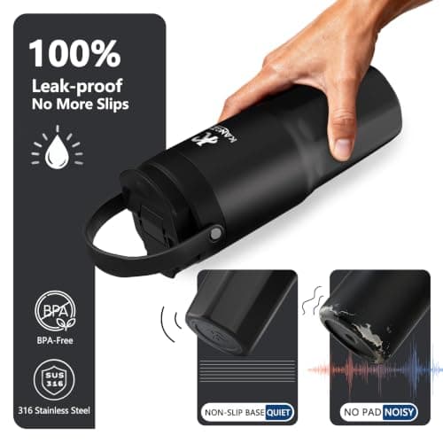 KANGZY Coffee Cup Travel Mug 600ml – Stainless Steel Insulated Water Bottle, 2-in-1 Lid, Vacuum Thermal Cup, Leak-Proof Design, Keeps Drinks Hot 8H+ / Cold 24H – Work, Travel & Car (Jet Black) — view 5