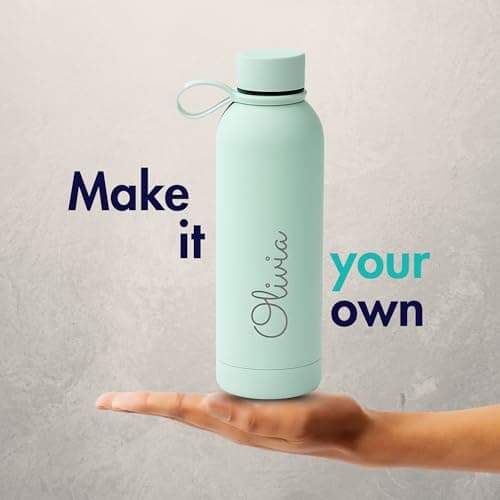 Engraved Personalised Water Bottle 500 ml, Mint, Vacuum Flask — view 2