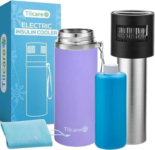 Electric Insulin Cooler Travel Case with USB Charger & Bio Gel - Unlimited Hours, Insulin Pen Cooler - Holds up to 6 Pen, Medication Cooler for Travel TSA-Approved, Travel Medicine Cooler - Lavender
