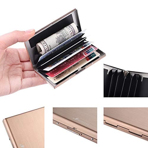 BONSYL® RFID Slim Metal Credit Card Holder Wallet for Ladies and Men,Credit Card Case with 6 Card Slots. (6 Slots-Rose Gold) — view 3