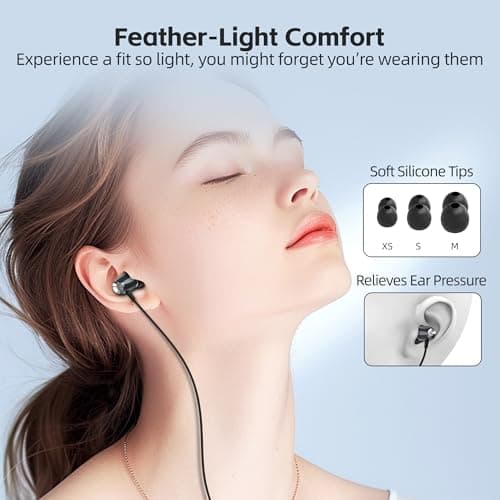 MORMOQUE EP05 Wired Earbuds 2 Pack,3.5 mm Jack Noise Isolating Earphones,In-Ear Headphones With Microphone,HD Bass Audio Ear Buds,for small ears canals women,Teens Boys Girls and Adult (Black) — view 3