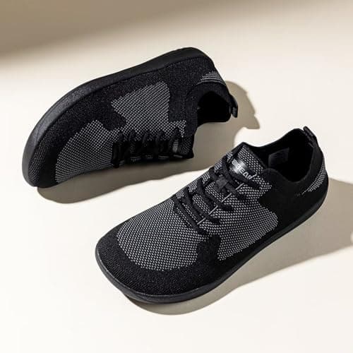 HOBIBEAR Women Barefoot Shoes Men Wide Toe Box Trail Running Mesh Trainers Breathable Comfortable Zero Drop Sole Minimalist for Outdoor Casual Daily Gym Travel Training Walking All Black 6.5 — view 5