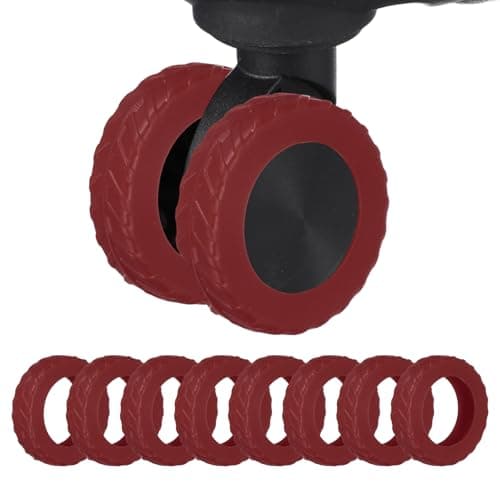 YELARXI Luggage Wheel Protection Cover, Wear Resistant Anti Noise Silicone Suitcase Protective Covers, 8Pcs &Burgundy &Wavy Pattern-Fitting for 2.2-2.6" Spinner Wheel Suitcases Travel