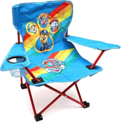 Toyland® Paw Patrol Pups Folding Children's Camping Chair With Cup Holder & Storage Bag - Perfect for Camping Trips, Beach & Garden