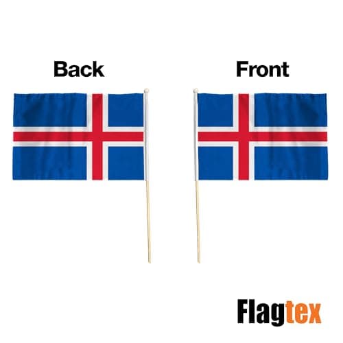 Flagtex Iceland Hand Waving Flag (9x6 Inch) - Premium Wooden Stick Hand Flag 9x6 Inch Natural Wood Pole European Blue White Red Nordic Cross Flag Events Parades — view 6