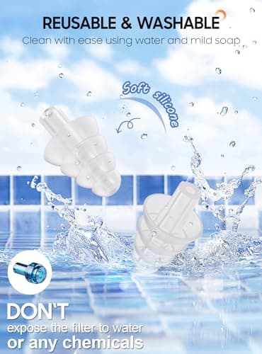 Ear Plugs for Flying, 2 Pairs Kids 6+, Adults/Small Canal Silicone Reusable Airplane Earplugs 26dB, with Silicone Connector Cord, Ear Protection Earplugs for Plane,Concerts,Motorcycles — view 4