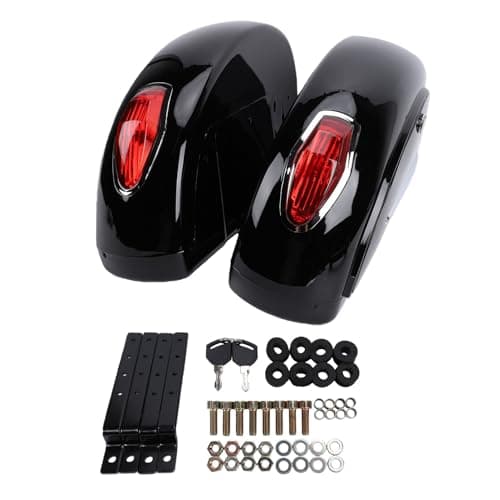 Yctze ABS Motorcycle Hard Saddlebags with Built-in Lights and Lock Set 36L Universal Glossy Black Motorbike Side Bags for Most Cruisers — view 3