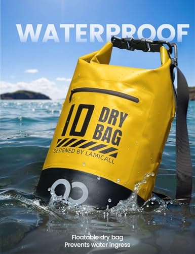 Lamicall Dry Bag, Waterproof Bag - [Robust & Anti-Scratch] 5L/10L/20L/30L/40L Waterproof Backpack with 100% Water Proof Phone Pouch, Floatable Drybag for Boat Swimming Kayaking Camping - Yellow(20L) — view 3