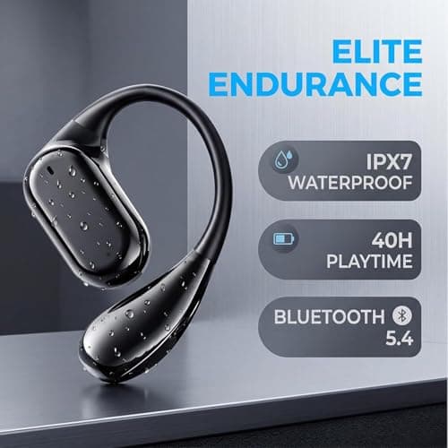 Wireless Earbuds Sports, Open ear Headphones Bluetooth 5.4, with 4 ENC Noise Cancelling HD Mic Earphones, for iPhone/Android, IP7 Waterproof, 40H Playtime, LED Display for Workouts Running Fitness — view 2