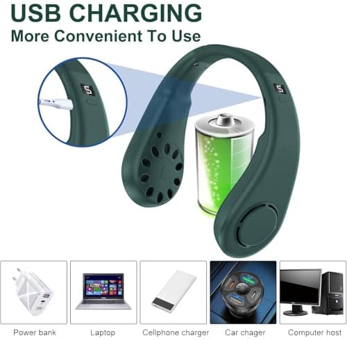 Neck Fan for Men Women, Rechargeable Neck Fan Portable Hands-Free Neck Fan — view 6
