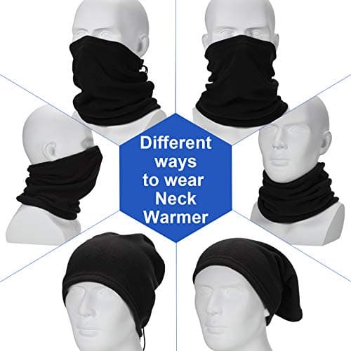4 Pieces Winter Fleece Neck Warmer Snoods for Men Women Gaiter Thick Thermal Windproof Ski Neck Scarf Balaclava — view 3