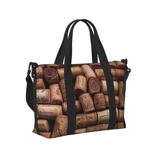 Wine Cork Print Travel Duffel Bag, Lightweight Water-Resistant Weekender Spacious Gym & Travel Bag for Men, Women & Teens — view 3