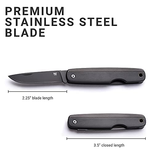 Whitby Pocket Knife, Stainless Steel Folding Knives Black Pakkawood Handle — view 4