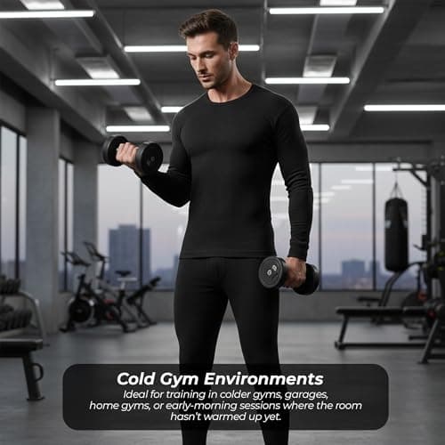 Active Star Mens Thermal Underwear Set, 0.45 Tog Long John Bottoms With Short & Long Sleeve Tops Base Layer Warm Winter Thermals For Running Sport Ski S-XXL, Long Sleeve Thermal Set Black - XL — view 3