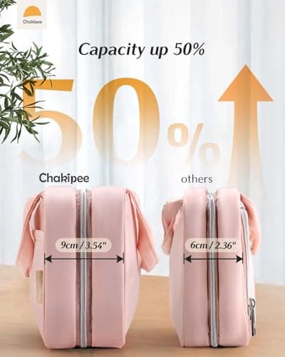Chakipee Travel Hanging Toiletry Bag for Women - Foldable Toiletries Waterproof Organizer with Clear Window, Lightweight Wash Bags for Essentials, Makeup, Shampoo，Pink, Medium — view 3