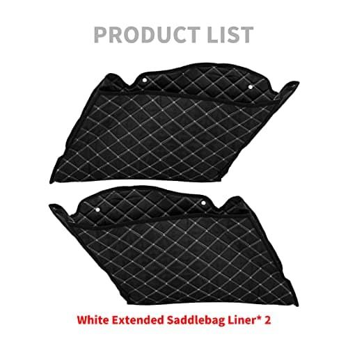 HCmotorku Motorcycle Saddlebag Liners 4" Extended Saddlebags Inserts Fits for Harley Touring Road King Road Glide Street Glide Electra Glide 2014-2023 White Thread — view 5