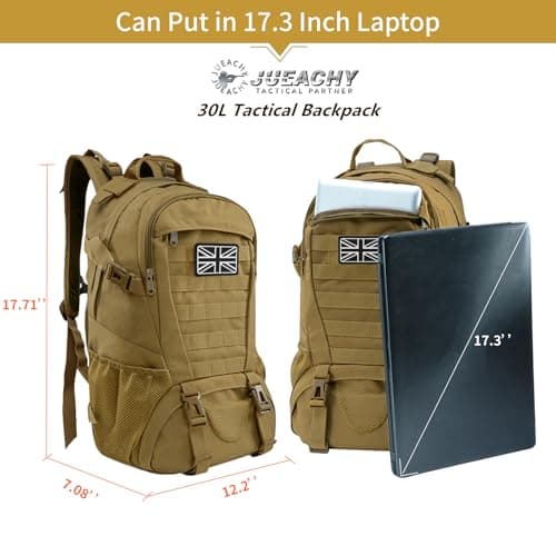 Jueachy Military Tactical Backpack 30L Water Resistant Rucksack for Men — view 3