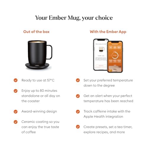 Ember Temperature Control Smart Mug 2, 14 Oz, App-Controlled Heated Coffee Mug with 80 Min Battery Life and Improved Design, Black — view 3