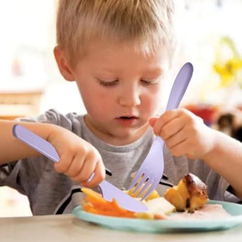 Reusable Cutlery Set with Case, Portable Plastic Travel Knife Fork Spoon — view 6