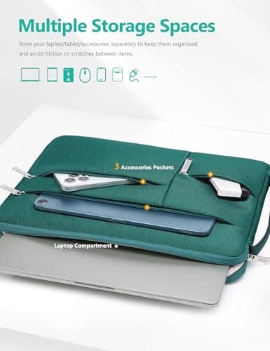 HYZUO 17-17.3 Inch Laptop Case Sleeve Bag Briefcase, Dark Green — view 3