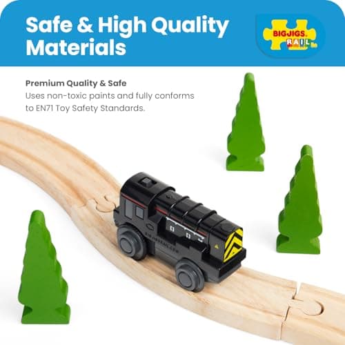 Bigjigs Rail Battery Operated Diesel Shunter | Motorised Train Engine for Wooden Railway Track Sets | Gift Model for 3+ Year Old Kids | Educational Toy for Toddlers — view 5