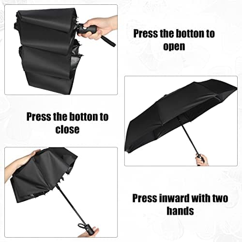 Kajaia 4 Pack Umbrellas Compact Windproof, Automatic Open and Close Folding Rain Umbrella Collapsible for Men Women Travel, Black, One size — view 4