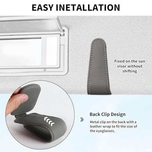LQMK Sunglasses Holder for Car Visor – 2 Pack Magnetic Leather Glasses Clip Organizer – Universal Fit Eyeglass Storage Accessory for SUV Truck RV – Auto Interior Visor Accessories — view 6