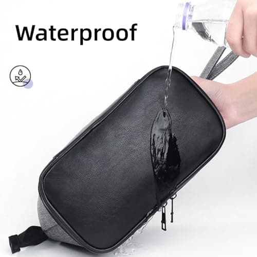 Goaste 2 Pack Toiletry Bag for Men, Hanging Travel Organizer Dopp Kit, Water Resistant Shaving Bag with Large Capacity, Double Space Storage Shower Bag with Divider for Traveling, Sports, Black, Grey, — view 4
