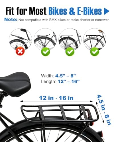 NDakter Bike Bags, 20L Waterproof Insulation Bike Panniers for Rear Rack, 3 in 1 Expandable Ebikes Trunk Bag, Reflective Electric Bike Saddle Panniers with Rain Cover (20L EVA Hard Shell) — view 6