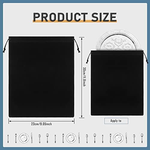 10 Pcs Silver Storage Bags, 9 x 11.8 Inch Anti Tarnish Storage Bag Fabric Cloth Bags for Silver Jewelry Silverware Protection Flatware Silverplate Tarnish Cleaning — view 2