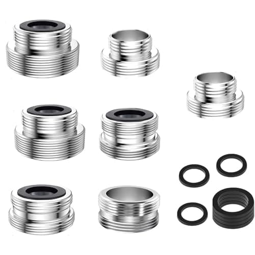 7 Pcs Faucet Adapter Kit with Black Washers, Universal Tap Adapter Kit