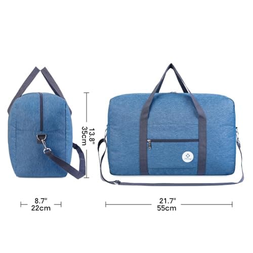 for Airlines Large Cabin Bag Foldable Travel Duffel Bag Holdall Tote Carry on Luggage Overnight for Women and Men 40L (Thick Series Navy Blue) — view 4