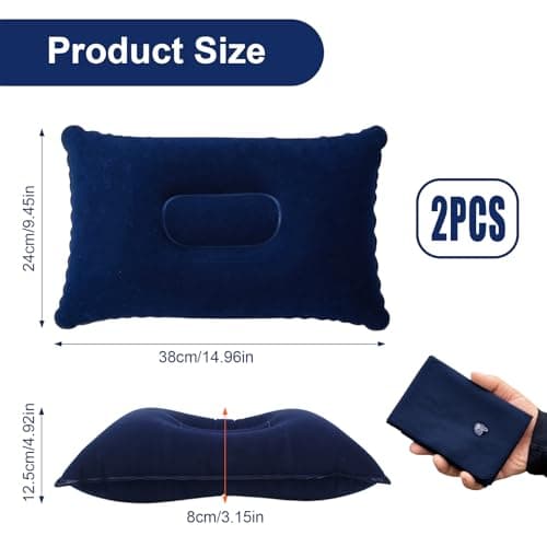 flintronic 2Pcs Inflatable Pillows, Ultralight Camping Pillows, Portable Compact Blow Up Pillows for Neck & Lumbar Support, Perfect for Travel, Camping, Outdoors, Fishing, Beach，Navy — view 2