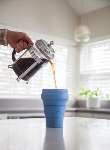 STOJO On-The-Go Mini Collapsible Junior Cup - 8oz / 237ml - Reusable & Foldable Silicone Travel Mug with Lid and Straw - Portable, Pocket Size - Dishwasher Safe - Steel Blue — view 6