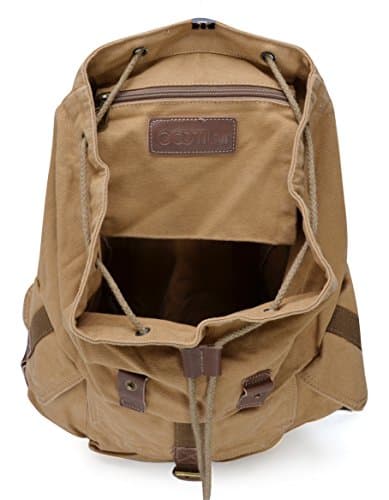 Gootium Canvas Backpack - Vintage Outdoor Rucksack Travel Day Pack, Khaki, Small — view 6