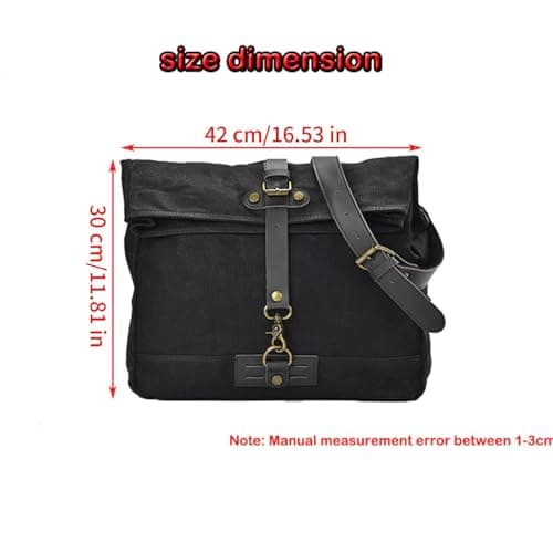 Vintage Oil-Waxed Canvas Motorcycle Saddlebag - Heavy Duty Side Bag & Pannier | Retro Tool & Messenger Bag for Bikers | Waterproof Storage for Road Trips, Camping & Commuting — view 2