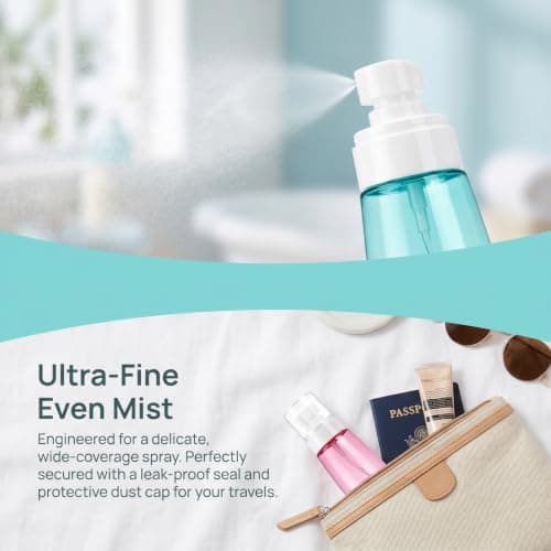 Meralo 3 Pack Small Travel Spray Bottle 100 ml, Fine Mist Spray Bottles for Toiletries, Refillable Clear Plastic Mini Water Mister for Face Skincare Hair and Cleaning (60ml) — view 5