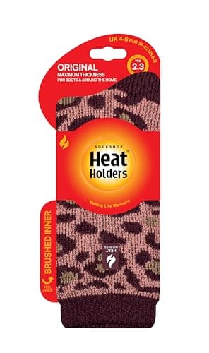 HEAT HOLDERS SOCKSHOP Women's Socks - 2.3 TOG Thermal, Warm, Cosy, Patterned, Pack of 1 Size 4-8 Animal Print Cabernet/Muted Coral 4-8 — view 3