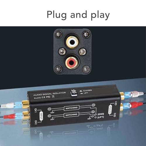 2 Channel Ground Loop Noise Isolator, Easy Plug and Play Sound Signal Filter Hum Eliminator 2CH for Conference Microphone Mixer Player — view 6