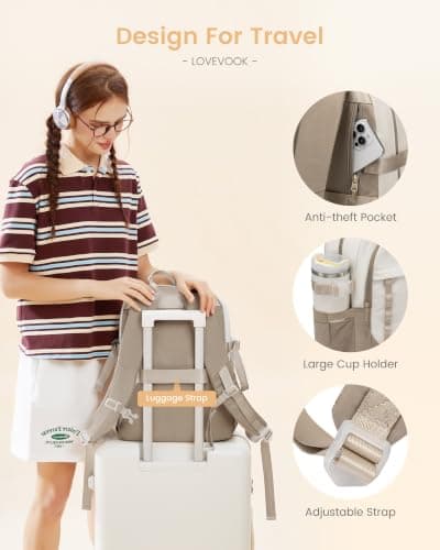 LOVEVOOK Laptop Backpack Womens School Bag for Girls Lightweight Rucksack — view 6