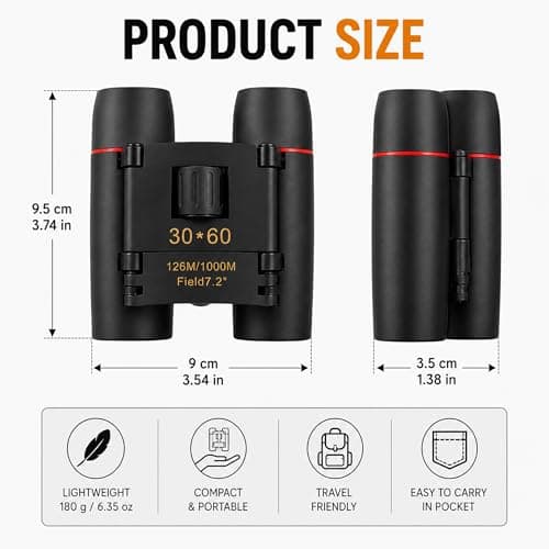 BML Compact Folding Binoculars Pocket Size Mini Travel Binoculars 30x60 for Bird Watching Hiking Camping Concerts Sports Theatre Outdoor Travel and Wildlife Viewing — view 2