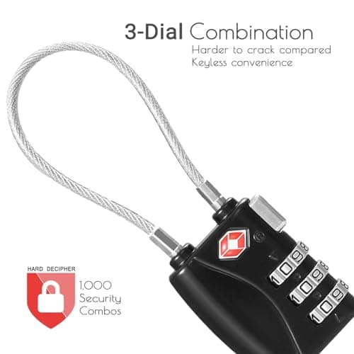 CFMOUR Suitcase Locks, 3-Dial TSA Approved Luggage Lock with Flexible Cable — view 2