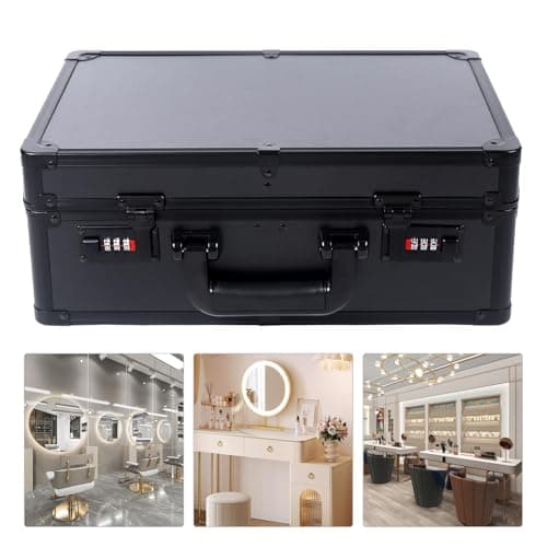 Large Capacity Hairdressing Toolbox, Hairdressing Toolbox Scissors Clippers, with Combination Lock, Portable Aluminium Storage Box with Compartments for Hairstylists, Salon and Travel Use (Black) — view 6