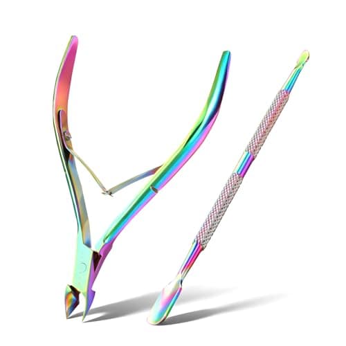 Makartt 2-in-1 Cuticle Remover & Pusher Set Silver 7mm Blade Stainless