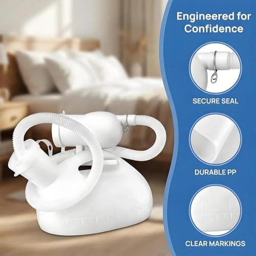 2L Portable Male Urinal Bottle, Spill Proof Pee Bottle with 1.8M Long Hose & Sealed Lid, Thick Plastic Mobile Toilet for Elderly, Incontinence, Hospital, Car Travel and Camping Emergency — view 3